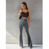 imageFloerns Womens Velvet Elastic Waist Flare Leg Palazzo Long Pants TrousersDark Grey