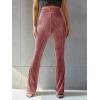imageFloerns Womens Velvet Elastic Waist Flare Leg Palazzo Long Pants TrousersDusty Pink