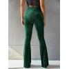 imageFloerns Womens Velvet Elastic Waist Flare Leg Palazzo Long Pants TrousersForest Green