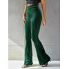 imageFloerns Womens Velvet Elastic Waist Flare Leg Palazzo Long Pants TrousersForest Green