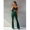 imageFloerns Womens Velvet Elastic Waist Flare Leg Palazzo Long Pants TrousersForest Green