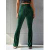 imageFloerns Womens Velvet Elastic Waist Flare Leg Palazzo Long Pants TrousersForest Green