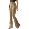 imageFloerns Womens Velvet Elastic Waist Flare Leg Palazzo Long Pants TrousersKhaki