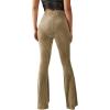 imageFloerns Womens Velvet Elastic Waist Flare Leg Palazzo Long Pants TrousersKhaki