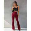 imageFloerns Womens Velvet Elastic Waist Flare Leg Palazzo Long Pants TrousersMaroon