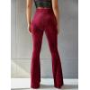 imageFloerns Womens Velvet Elastic Waist Flare Leg Palazzo Long Pants TrousersMaroon