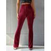 imageFloerns Womens Velvet Elastic Waist Flare Leg Palazzo Long Pants TrousersMaroon