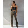 imageFloerns Womens Velvet Elastic Waist Flare Leg Palazzo Long Pants TrousersMocha Brown