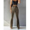imageFloerns Womens Velvet Elastic Waist Flare Leg Palazzo Long Pants TrousersMocha Brown
