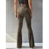 imageFloerns Womens Velvet Elastic Waist Flare Leg Palazzo Long Pants TrousersMocha Brown