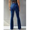 imageFloerns Womens Velvet Elastic Waist Flare Leg Palazzo Long Pants TrousersNavy Blue