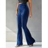 imageFloerns Womens Velvet Elastic Waist Flare Leg Palazzo Long Pants TrousersNavy Blue