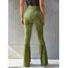 imageFloerns Womens Velvet Elastic Waist Flare Leg Palazzo Long Pants TrousersOlive Green