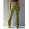 imageFloerns Womens Velvet Elastic Waist Flare Leg Palazzo Long Pants TrousersOlive Green