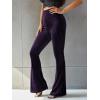 imageFloerns Womens Velvet Elastic Waist Flare Leg Palazzo Long Pants TrousersPurple