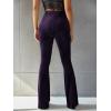 imageFloerns Womens Velvet Elastic Waist Flare Leg Palazzo Long Pants TrousersPurple