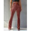 imageFloerns Womens Velvet Elastic Waist Flare Leg Palazzo Long Pants TrousersRedwood
