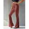 imageFloerns Womens Velvet Elastic Waist Flare Leg Palazzo Long Pants TrousersRedwood