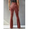 imageFloerns Womens Velvet Elastic Waist Flare Leg Palazzo Long Pants TrousersRedwood