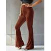 imageFloerns Womens Velvet Elastic Waist Flare Leg Palazzo Long Pants TrousersRust Brown