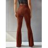 imageFloerns Womens Velvet Elastic Waist Flare Leg Palazzo Long Pants TrousersRust Brown