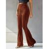 imageFloerns Womens Velvet Elastic Waist Flare Leg Palazzo Long Pants TrousersRust Brown