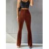 imageFloerns Womens Velvet Elastic Waist Flare Leg Palazzo Long Pants TrousersRust Brown