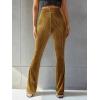 imageFloerns Womens Velvet Elastic Waist Flare Leg Palazzo Long Pants TrousersYellow
