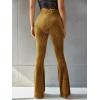 imageFloerns Womens Velvet Elastic Waist Flare Leg Palazzo Long Pants TrousersYellow