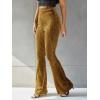 imageFloerns Womens Velvet Elastic Waist Flare Leg Palazzo Long Pants TrousersYellow