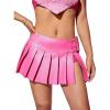 imageFloerns Womens Metallic Mini Skirt Low Rise Buckle Detail Zipper Slit Short Pleated SkirtPink
