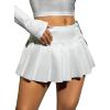 imageFloerns Womens Metallic Mini Skirt Low Rise Buckle Detail Zipper Slit Short Pleated SkirtWhite