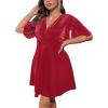 imageFloerns Womens Plus Size Glitter Wrap V Neck Short Sleeve Party A Line DressHot Red