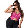 imageFloerns Womens Plus Size Graphic Print Spaghetti Strap Crop Cami Tank TopPink