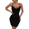 imageFloerns Womens Twist Front Ruched Sleeveless Bodycon Mini DressBlack Plain