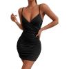 imageFloerns Womens Twist Front Ruched Sleeveless Bodycon Mini DressBlack Solid