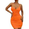 imageFloerns Womens Twist Front Ruched Sleeveless Bodycon Mini DressBurnt Orange Pure