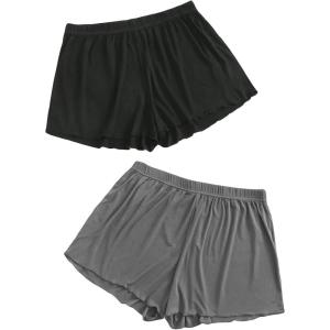 imageFloerns Womens Plus Size Solid Pajama Shorts 2 Pack Soft Lounge Sleep ShortsA Black Grey