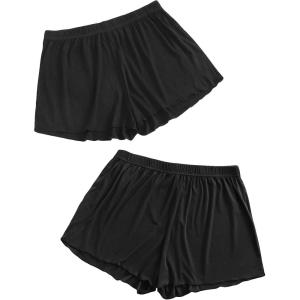 imageFloerns Womens Plus Size Solid Pajama Shorts 2 Pack Soft Lounge Sleep ShortsBlack Black