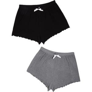 imageFloerns Womens Plus Size Solid Pajama Shorts 2 Pack Soft Lounge Sleep ShortsBow Black