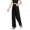 imageFloerns Girls High Waisted Straight Leg Jeans Denim Long Pants with PocketBlack