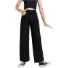 imageFloerns Girls High Waisted Straight Leg Jeans Denim Long Pants with PocketBlack