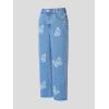 imageFloerns Girls High Waisted Straight Leg Jeans Denim Long Pants with PocketBlue Butterfly