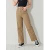 imageFloerns Girls High Waisted Straight Leg Jeans Denim Long Pants with PocketKhaki