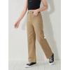 imageFloerns Girls High Waisted Straight Leg Jeans Denim Long Pants with PocketKhaki