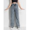 imageFloerns Girls High Waisted Straight Leg Jeans Denim Long Pants with PocketLight Grey