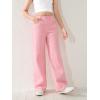 imageFloerns Girls High Waisted Straight Leg Jeans Denim Long Pants with PocketPink