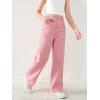 imageFloerns Girls High Waisted Straight Leg Jeans Denim Long Pants with PocketPink