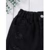 imageFloerns Girls Ripped Raw Trim Shorts High Waist Straight Leg Denim ShortsBlack