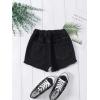 imageFloerns Girls Ripped Raw Trim Shorts High Waist Straight Leg Denim ShortsBlack